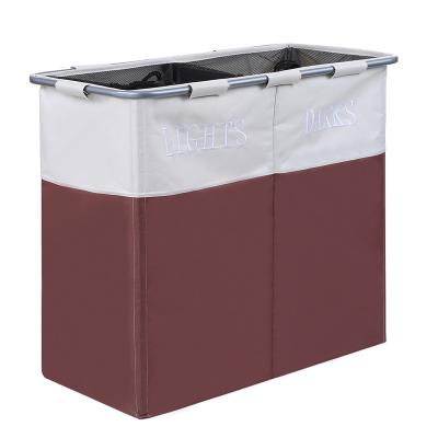 China CLASSIC Fashionable Collapsible Double Frame Bathroom Polyester Oxford Waterproof Safe Laundry Hamper for sale