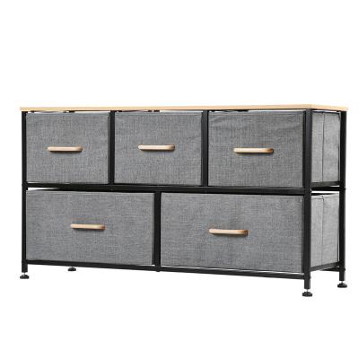 China Contemporary Luxury Cabinet Design Room Storage Chest Fabric Dresser With 5 Drawers for sale