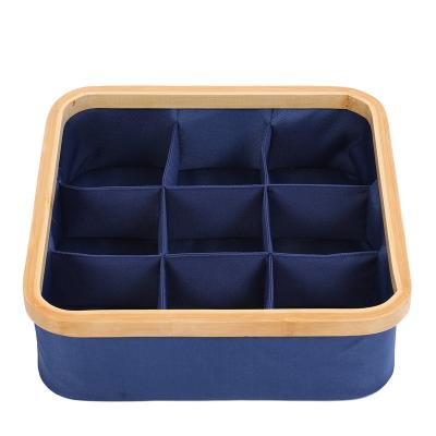 China Wholesale 9 View Drawer Stackable Bamboo Organizer Cute Travel Modern Cute Design Underwear Storage Cubes for sale