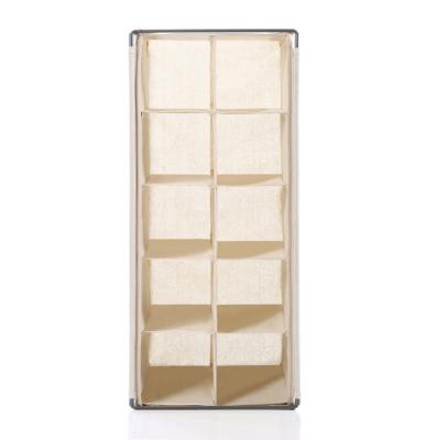 China Factory Direct Hanging Folding Mesh Fabric Shelf Space Saving Storage Box 10 Pairs Canvas Shoe Rack for sale