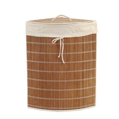 China Contemporary Large Natural Material Portable Folding With Lid Storage Laundry Laundry Bin Bamboo Basket for sale