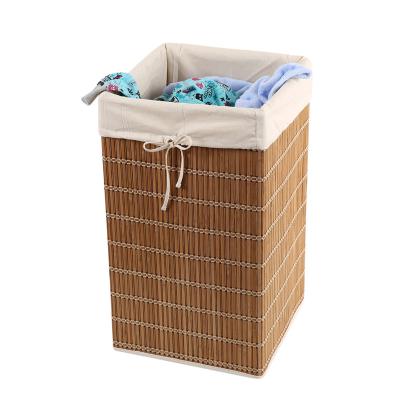 China Contemporary Canvas Bag Bamboo Storage Basket Clothes Household Items Laundry Basket Foldable for sale