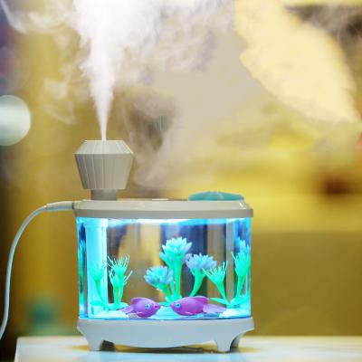 China Car Air Mist Diffuser Aquarium Super Quiet Cool Night Light For Diffusing Clean Air 460ML Cool Humidifiers for sale