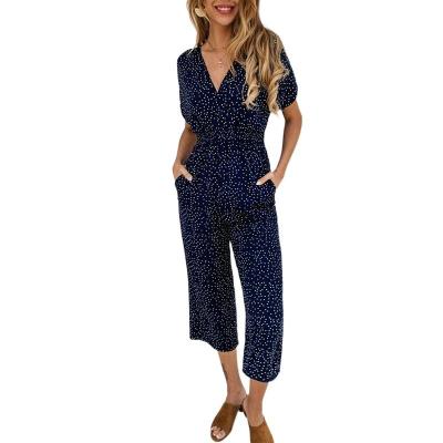 China Breathable Women Clothes Casual One Piece Overalls Plus Size Polka Dot Elegant Women Jumpsuit Lady Overalls for sale