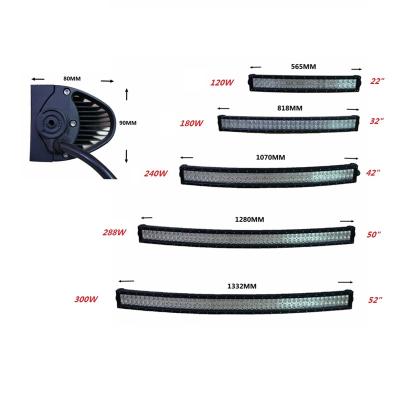 China Automobile Lamp Car Lighting Systems Aluminum Waterproof Wholesale Super Bright Double Array Work Curved Led Light Bar for sale