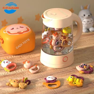 China Toy DADI Food Grade Wholesale Baby Musical Gift Set Rattles Box Baby Silicone Rattle Teether for sale