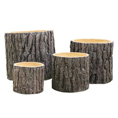 China Modern Professional Suppliers Wholesale Unique Shape Large Size Outdoor Garden Decorative Stump Plant Pots For Planting for sale