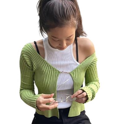 China Breathable BILLIONS Contrasting Color Tops Slim Fit Long Sleeve Blouse Cardigan Jacket Vest Suit For Women for sale