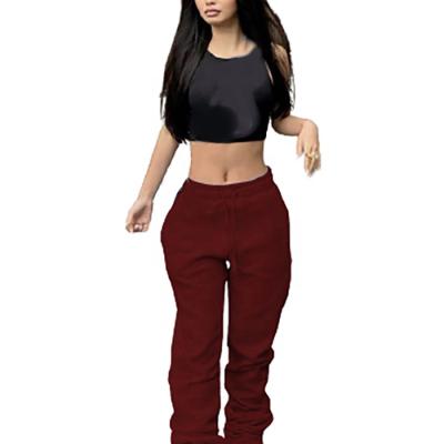 China Anti-wrinkle Dropshipping Dropshipping Dropshipping Winter Women's Pants Solid Color Ladies Pleated Straight Leg Sweatpants for sale