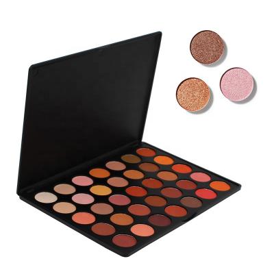 China Waterproof To Make Up Eyeshadow Cosmetics Custom Glitter 35 Colors Neutral Eyeshadow Palette With Private Label for sale