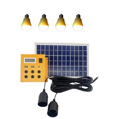 China Small Home 5W Solar Power Supply System With 2 USB 6 Outlets For Camping Bulbs Battery Lighting PCs for sale