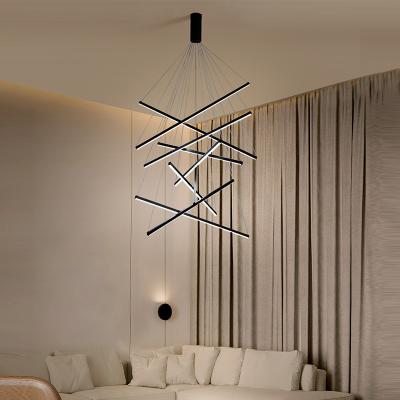 China Lighting Functions Drop Shipping Nordic Luxury Black Restaurant Living Room Chandelier Modern Simple Modern Led Ceiling Light Long for sale