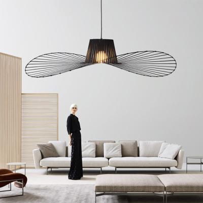 China Personality Art Contemporary Nordic Straw Hat Hanging Design Light Modern Creative Living Room Bedroom Dining Room Decorative Chandelier for sale