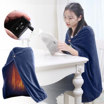 China Washable Therapy Fast Heating Electric Throw Blanket Heated Warm Shawl With 3 Heating Levels for sale