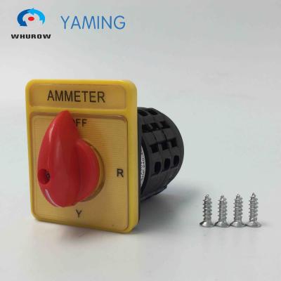 China Manual Rotary Control Motor Ammeter Switch Transfer Cam Inverter 4 Position 3 Phase Yellow for sale