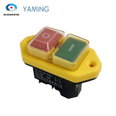 China Momentary Electromagnetic Switch 5 Pin On Off Button 12A 230V Red Green Rework And Under Voltage Protection YCZ3-A for sale