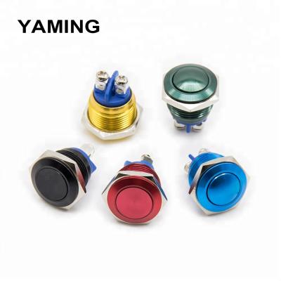 China Factory/Manufacturer Metal Button Switch Waterproof Oxidation Self Reset Momentary Buttons With Screw Foot 16mm Flat / High Round 1NO 1NC for sale