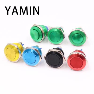 China Factory/Manufacturer 19mm Metal Button Switch Waterproof Oxidation Self Reset Momentary Buttons With Screw Foot Flat/High Round 1NO 1NC for sale