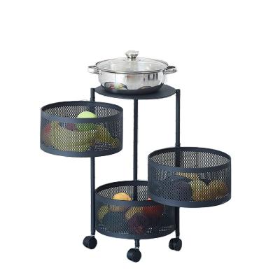 China 360 Degree Rotating Multi-Layer Metal Multi-Functional Metal Multifunctional Vegetable And Fruit Storage Basket Multifunctional for sale