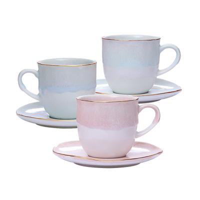 China 2022 New Nordic wholesale valentine gifts viable ceramic snowflake glazed pink and gray coffee milk mugs bulk ready to ship for sale