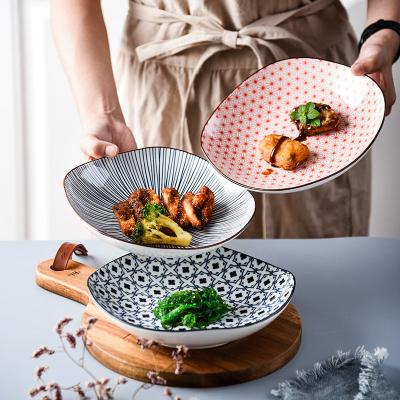 China Creative Sustainable Wholesale Bohemian Steak Dish Household Ceramic Dish Factory Food Western Pasta Dish for sale