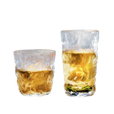 China Wholesale Creative Japan Style Glacier Grain Whiskey Frosting Rim Glass Customized Round Texture Gold Whiskey Glass Cup Sets For Event for sale