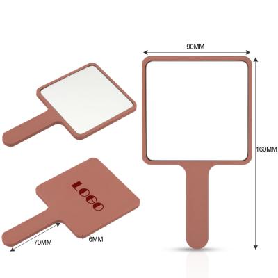 China Amazon Lighted Customize Logo ABS Sliver Glass Make Up Mirror Custom Cosmetic Handmade Square Small Hand Held Mirrors for sale