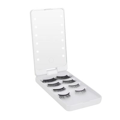 China False eyelash storage case with compact pocket led makeup mirror box eyelash holder new products mirror false led evelash box mirror for sale