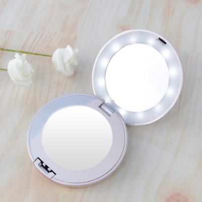 China Wholesale Custom Lighted Personalized Logo Light Small Compact Mirror Cool Mini Led Makeup Pocket Mirrors Set for sale