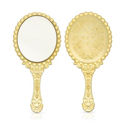 China New Hot Selling Hand Held Makeup Mirror Custom Logo Retro Hand Mirror Shape Lighted for sale