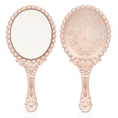 China Wholesale Vintage Lit Personalized Mini Private Label Makeup Handheld Mirror Pocket Portable Hand Mirror for sale