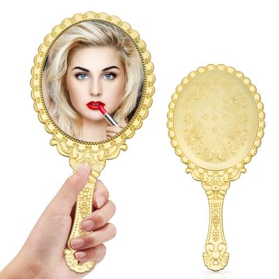 China Logo Vintage Cosmetic Makeup Mirror Private Portable Pocket Lighted Handheld Mirror for sale