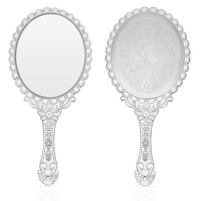 China Wholesale Vintage Gift Antique Hand Mirror Lighted Glass Hand Held Cosmetic Princess Makeup Mirror for sale