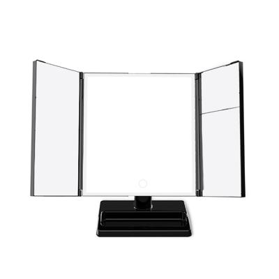 China Hot Selling High Quality Lighted Cosmetic Mirror LED Triple Light Makeup Portable Mirror for sale