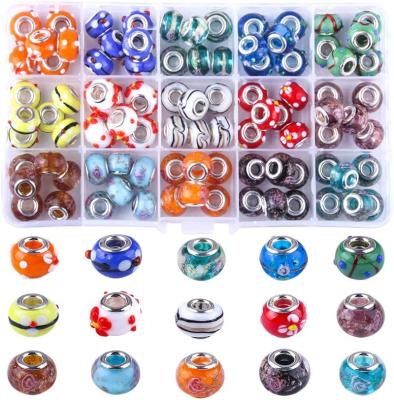 China Wholesale 15 Colors Round Handmade Loose Beads With Big Hole Rhinestone Glass Beads For Jewelry Making for sale