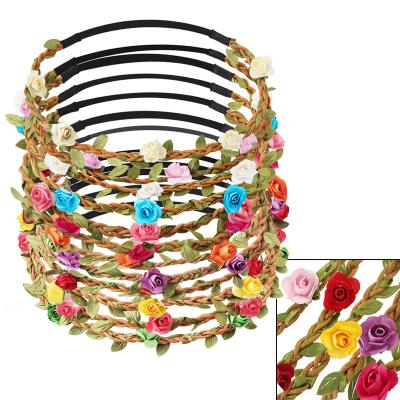 China Candygirl Trendy Hair Accessories Wedding Bridal Colorful Floral Artificial Flower Headbands Girls Flower Garland for sale