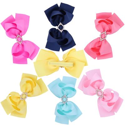 China Fashionable Candygirl Ribbon Bow Hair Clip With Pearl Sweet Girl Hair Pin High Quality Latest Hair Accessories for sale