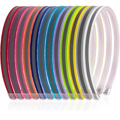 China Candygirl European and American Style 12 Pcs 1cm Reflective Headband Luminous Ribbed Headband Sets For Girls Threaded Headband For Girls Gifts for sale