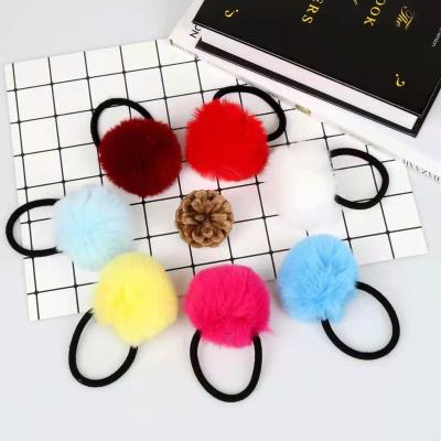 China 12 Pieces Pom Hair Ties Fluffy Ponytail Holders Cute Fur Elastic Hair Band Pompom Ball For Women Girl Kids Hair Accessories for sale