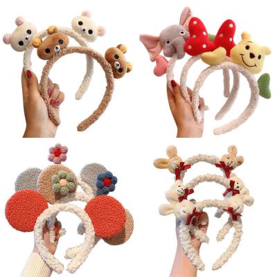 China Rural Wind Candygirl Winter Plush Cardboard Bear Ear Headband Makeup Headband for Women Girl Children Teddy Bear Headbands Small for sale