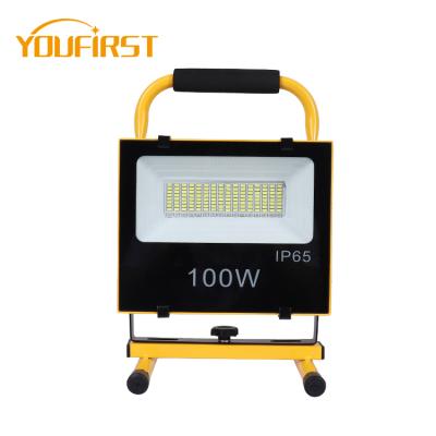 China Camping/Car/Emergency/Park/Construction Stadium Waterproof 100w 200w Work Camping Rechargeable Outdoor Portable Led Flood Light for sale