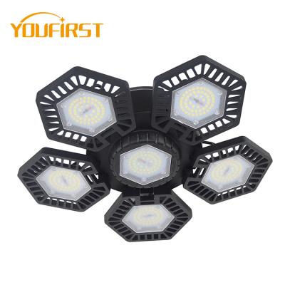 China Hexagon 3 60w 80w 120w Workshop/Basement Folding Adjustable Die Casting Aluminum Deformable Led Garage/Parking Light for sale