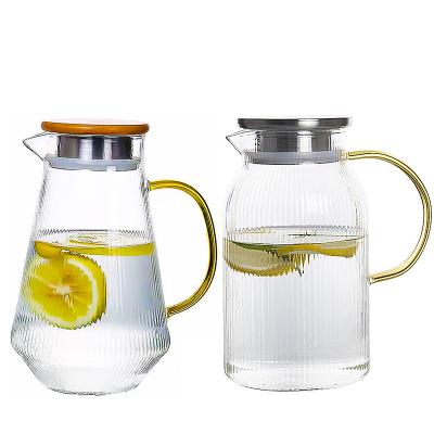 China New China Sustainable Factory Glass Water Pitcher With One Cup Sets With Wooden Lids for sale