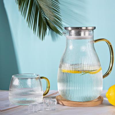 China Large Sustainable Home Used Water Pitcher Yellow Tall Glass Water Purifier Jug for sale