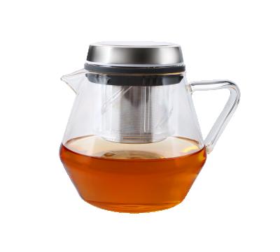 China Viable New Arrival Borosilicate Glass Teapot Stainless Steel Filter Hot Glass Teapot for sale