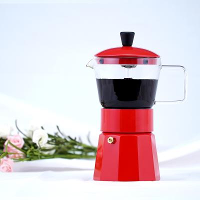 China Moka Pot Espresso Coffee Maker Aluminum Clear Heat Resistant Glass 3cups 6cups 9cups New Design Viable for sale