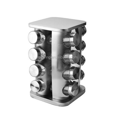 China 16pcs Sustainable Condiment Set With Rotating Rack 18/0 Stainless Steel With Glass Bottle for sale