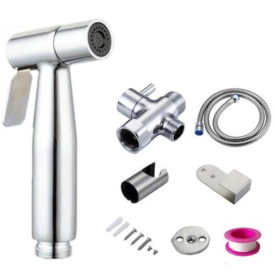 China 304 Stainless Steel Foshan ANNWA Bathroom Hidden Tank Shattaf Hose Portable Hand Held Bidet Chrome Sprayer Set For Toilet USPQ03 for sale