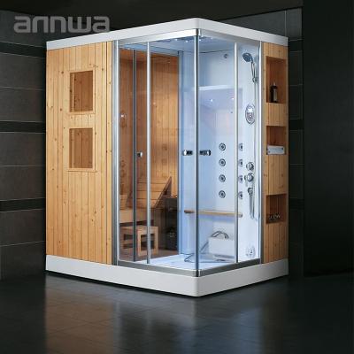 China With Transom Windows Sauna And Steam Combined Room Spa Shower And Sauna With Tempered Glass Shower Door for sale