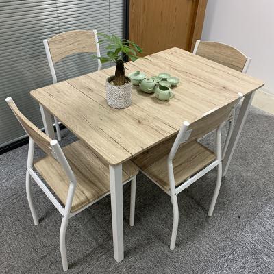 China Wholesale Cheap Modern Home Restaurant Furniture Table Simple Design KD Wooden Table Modern Dining Table With Metal Legs for sale